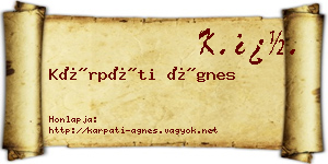 Kárpáti Ágnes névjegykártya