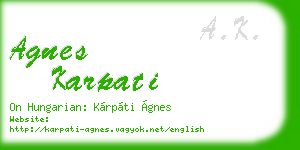 agnes karpati business card